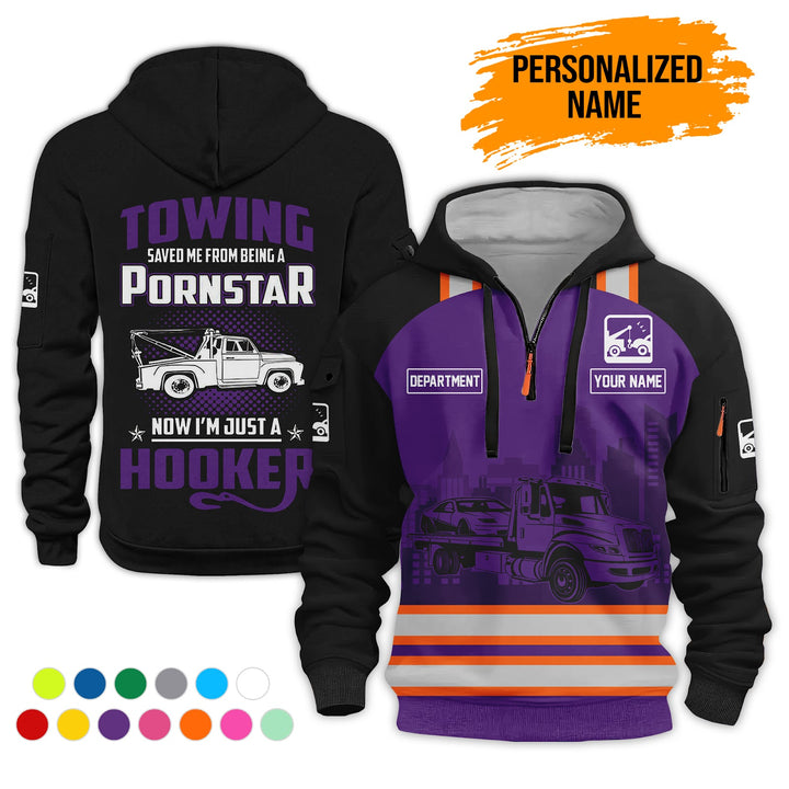 Personalized Name Tow Truck American 3D Quarter Zip Hoodie AZ794