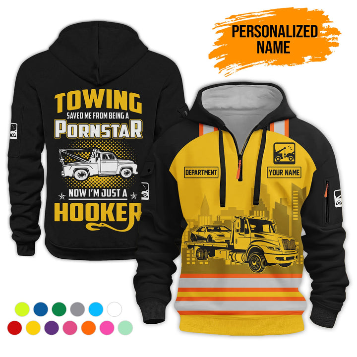 Personalized Name Tow Truck American 3D Quarter Zip Hoodie AZ794