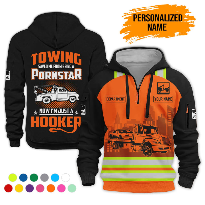 Personalized Name Tow Truck American 3D Quarter Zip Hoodie AZ794
