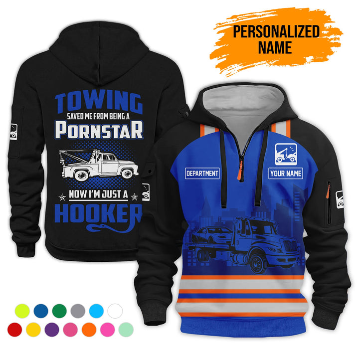 Personalized Name Tow Truck American 3D Quarter Zip Hoodie AZ794