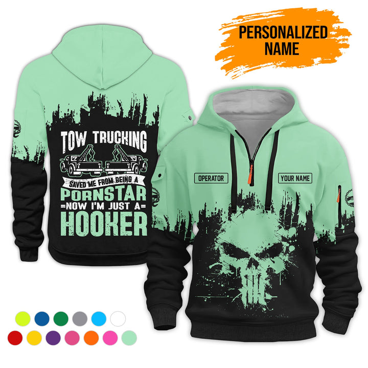 Personalized Name Tow Truck 3D Printed Quarter Zip Hoodie AZ799