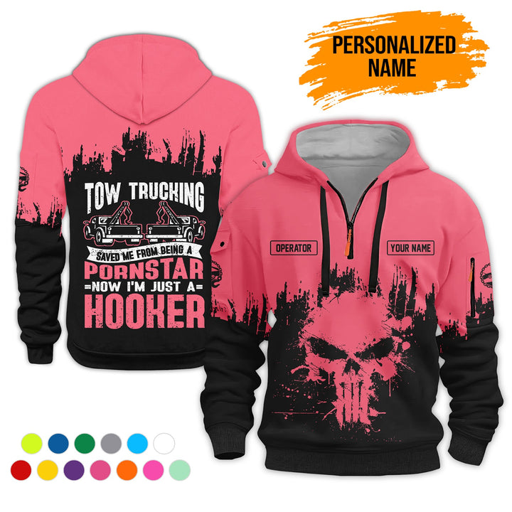 Personalized Name Tow Truck 3D Printed Quarter Zip Hoodie AZ799