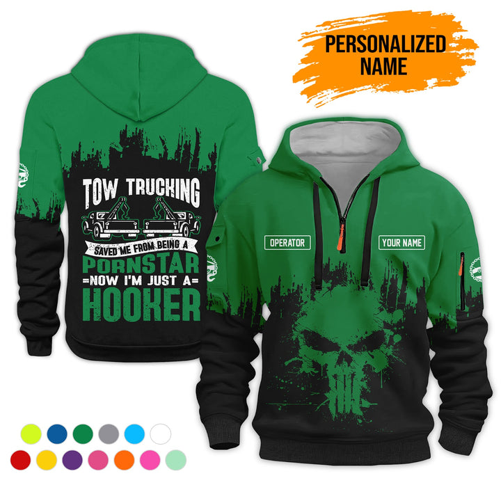 Personalized Name Tow Truck 3D Printed Quarter Zip Hoodie AZ799