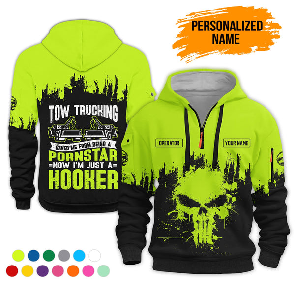 Personalized Name Tow Truck 3D Printed Quarter Zip Hoodie AZ799