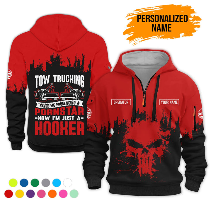 Personalized Name Tow Truck 3D Printed Quarter Zip Hoodie AZ799