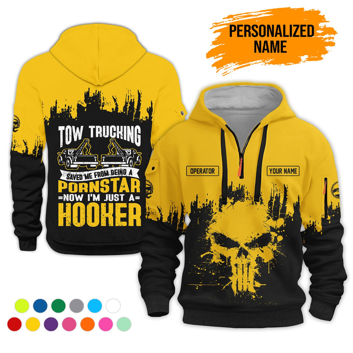 Personalized Name Tow Truck 3D Printed Quarter Zip Hoodie AZ799