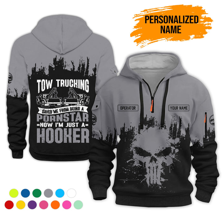 Personalized Name Tow Truck 3D Printed Quarter Zip Hoodie AZ799