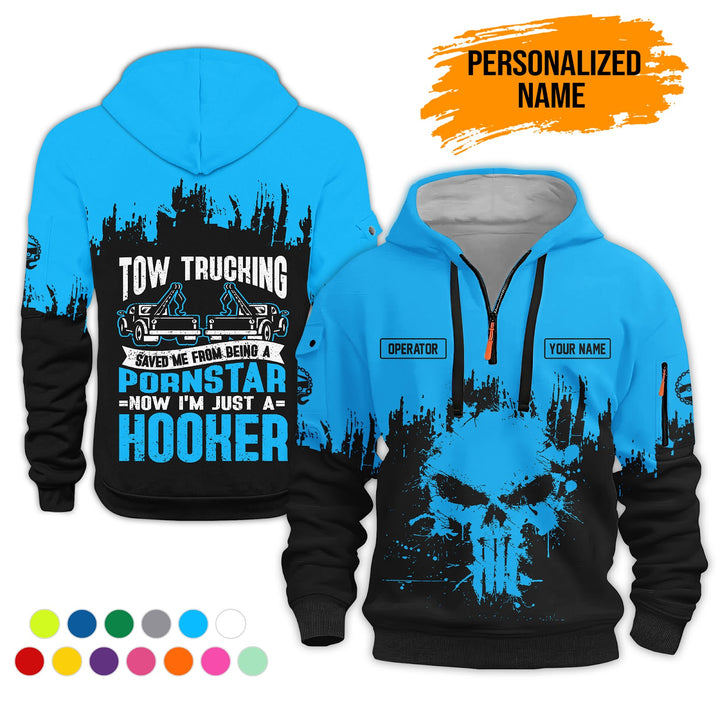 Personalized Name Tow Truck 3D Printed Quarter Zip Hoodie AZ799