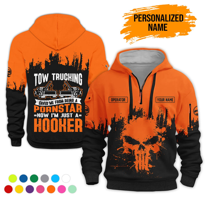 Personalized Name Tow Truck 3D Printed Quarter Zip Hoodie AZ799