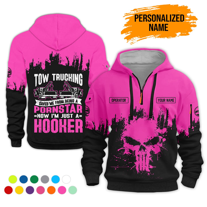 Personalized Name Tow Truck 3D Printed Quarter Zip Hoodie AZ799