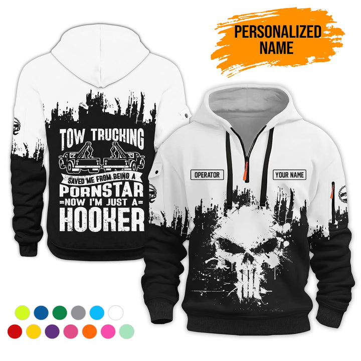 Personalized Name Tow Truck 3D Printed Quarter Zip Hoodie AZ799