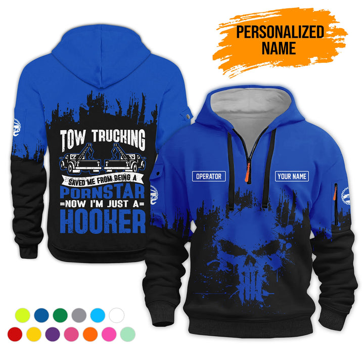 Personalized Name Tow Truck 3D Printed Quarter Zip Hoodie AZ799