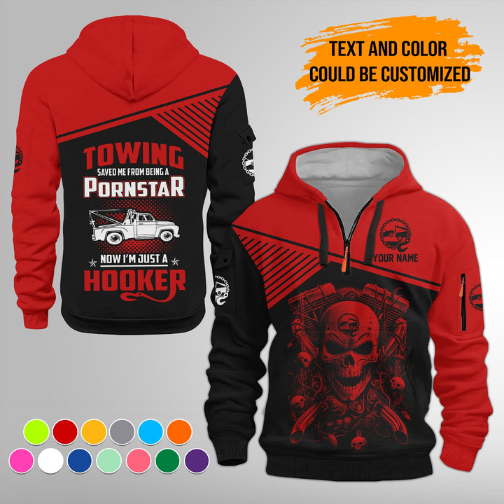 Personalized Name Tow Truck American 3D Quarter Zip Hoodie FY768