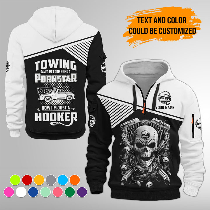 Personalized Name Tow Truck American 3D Quarter Zip Hoodie FY768