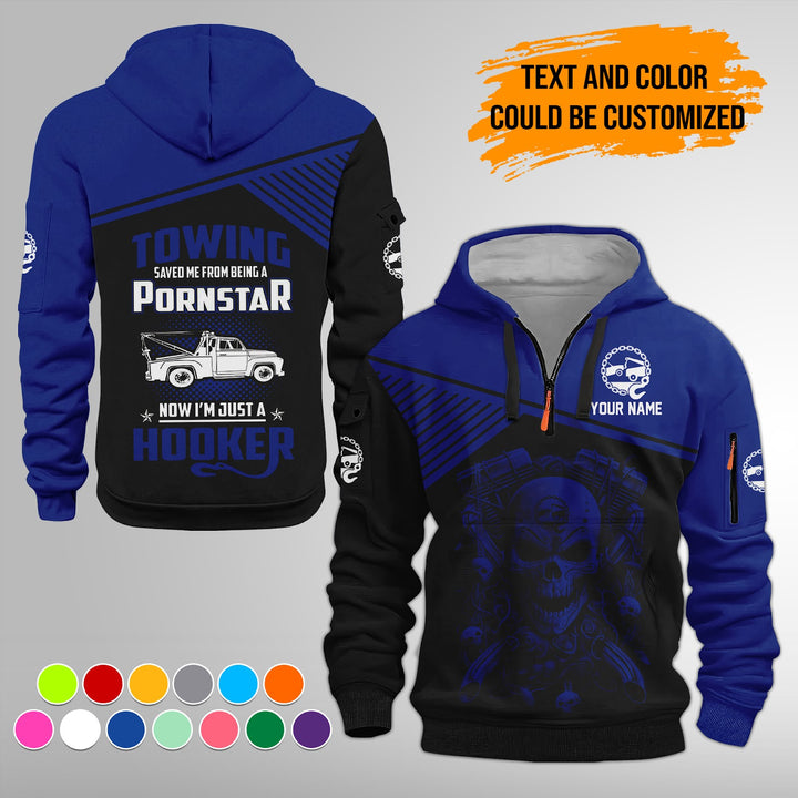 Personalized Name Tow Truck American 3D Quarter Zip Hoodie FY768