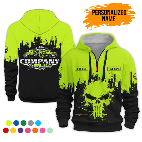 Personalized Name Tow Truck 3D Printed Quarter Zip Hoodie AZ800