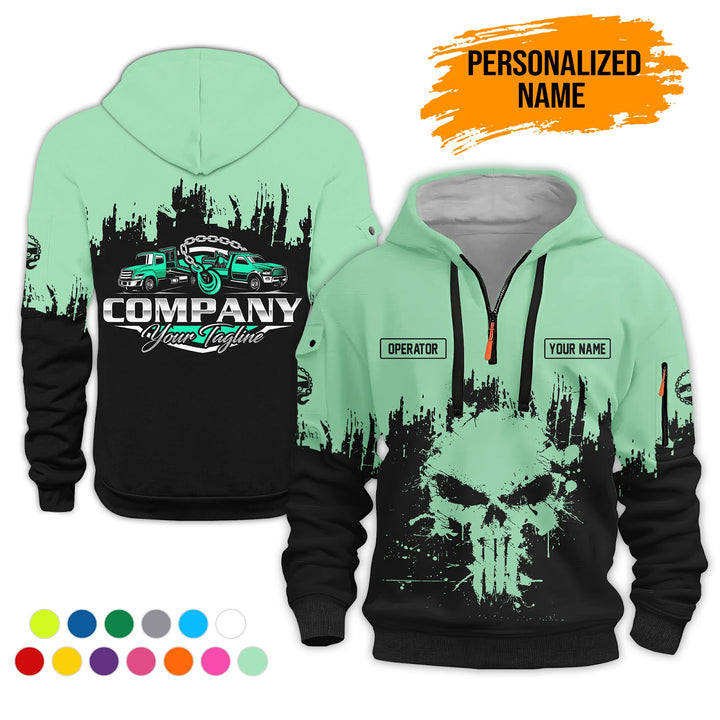 Personalized Name Tow Truck 3D Printed Quarter Zip Hoodie AZ800
