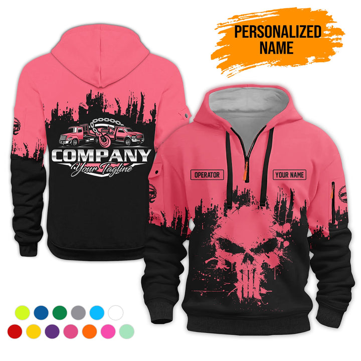Personalized Name Tow Truck 3D Printed Quarter Zip Hoodie AZ800