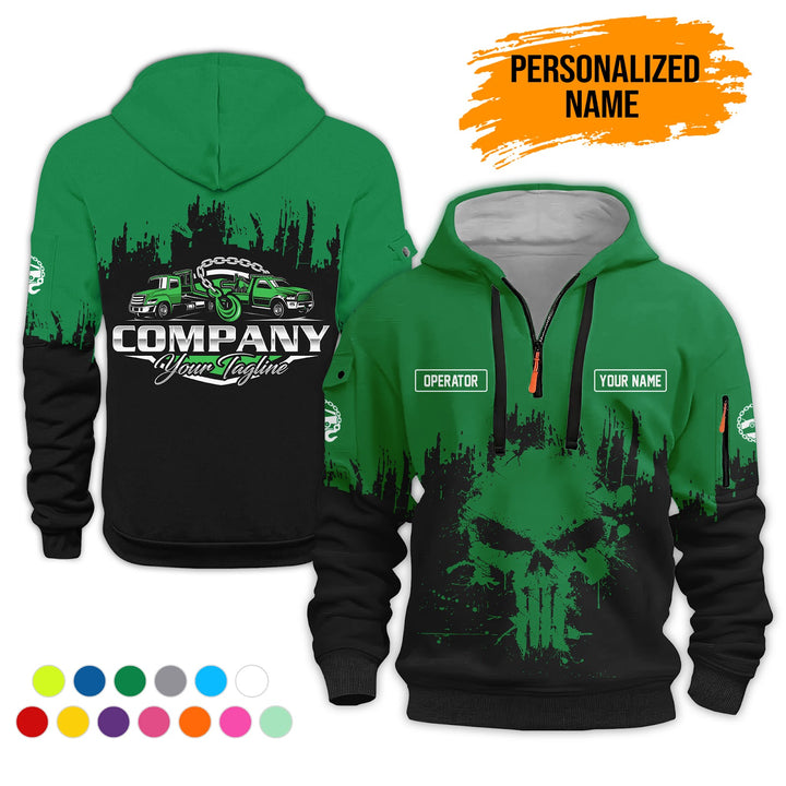 Personalized Name Tow Truck 3D Printed Quarter Zip Hoodie AZ800