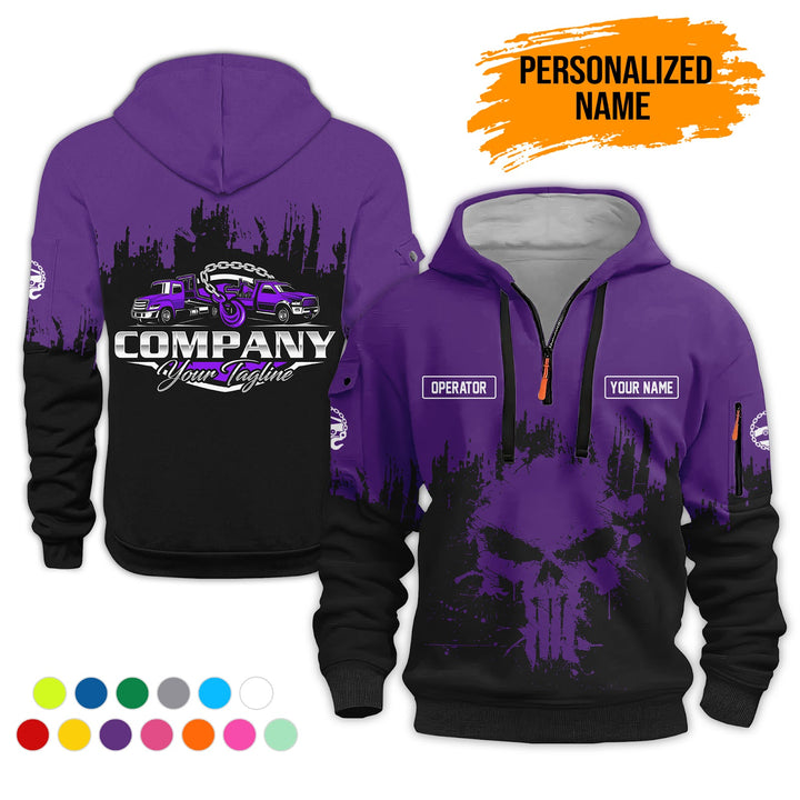 Personalized Name Tow Truck 3D Printed Quarter Zip Hoodie AZ800