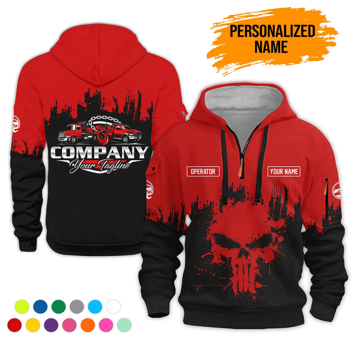 Personalized Name Tow Truck 3D Printed Quarter Zip Hoodie AZ800
