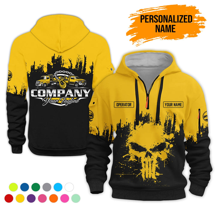 Personalized Name Tow Truck 3D Printed Quarter Zip Hoodie AZ800
