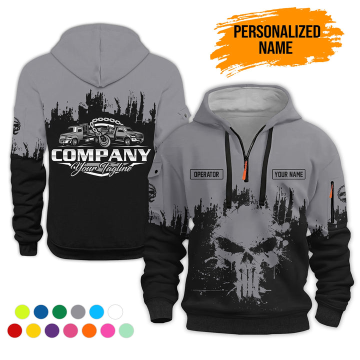 Personalized Name Tow Truck 3D Printed Quarter Zip Hoodie AZ800