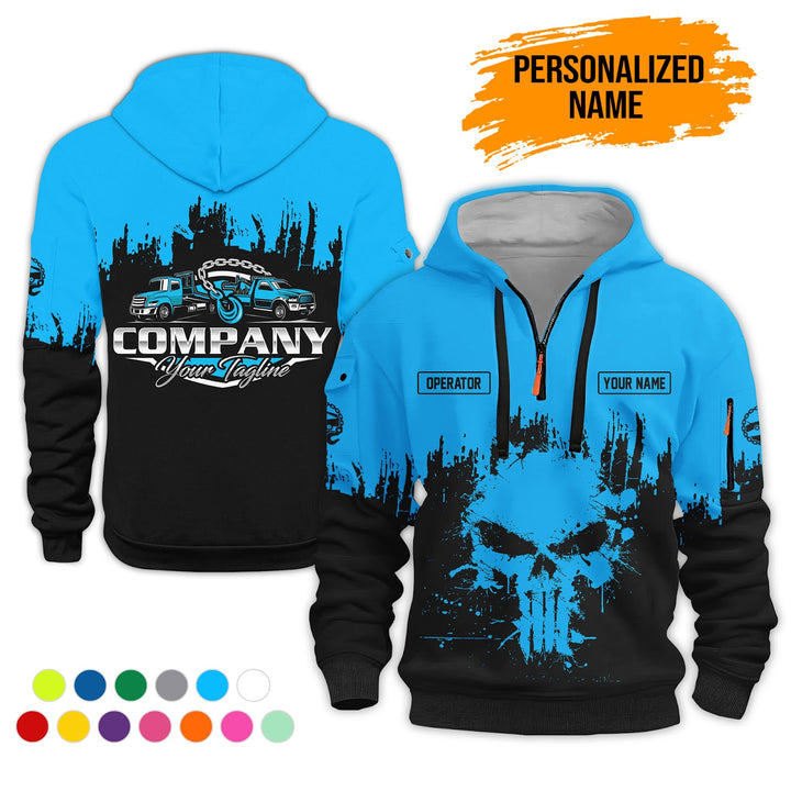 Personalized Name Tow Truck 3D Printed Quarter Zip Hoodie AZ800
