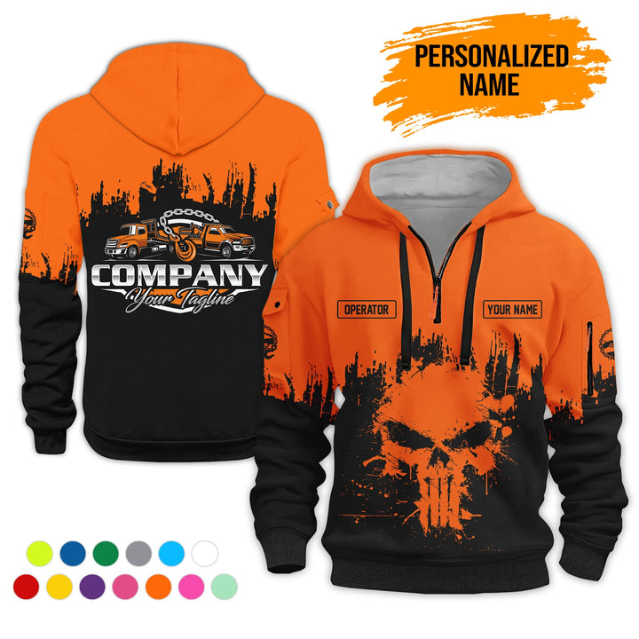 Personalized Name Tow Truck 3D Printed Quarter Zip Hoodie AZ800