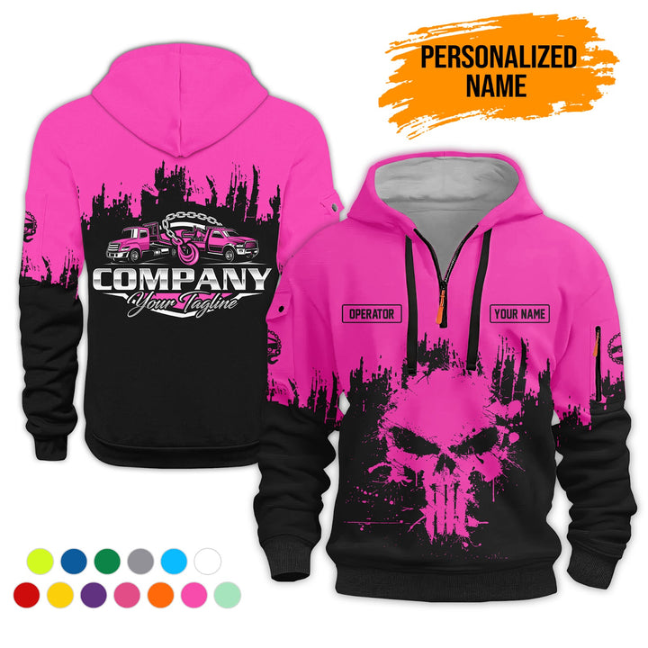 Personalized Name Tow Truck 3D Printed Quarter Zip Hoodie AZ800