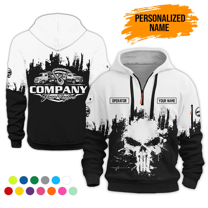 Personalized Name Tow Truck 3D Printed Quarter Zip Hoodie AZ800
