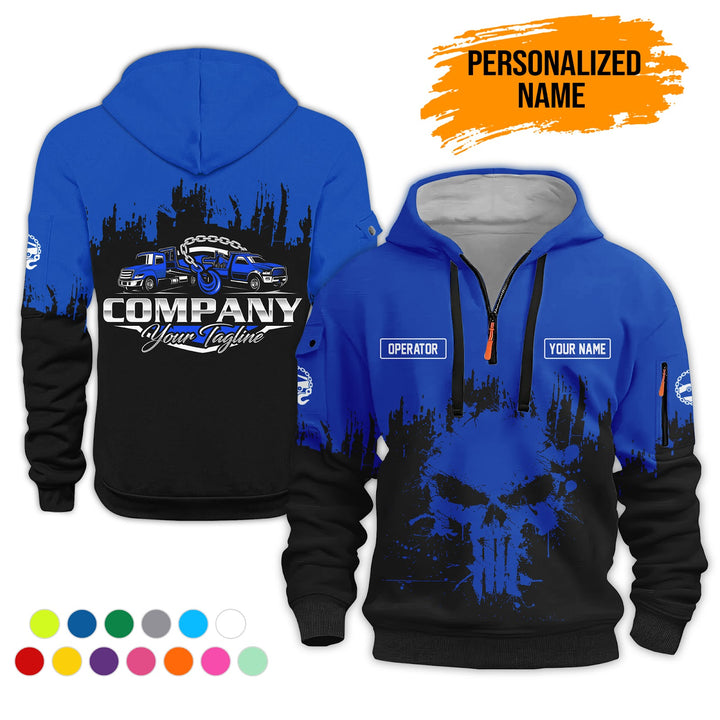 Personalized Name Tow Truck 3D Printed Quarter Zip Hoodie AZ800