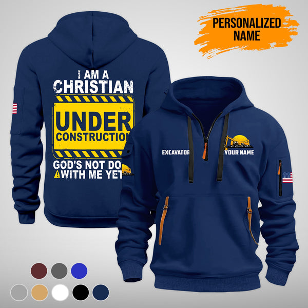 Construction Equipment Quarter Zip Hoodie FY771