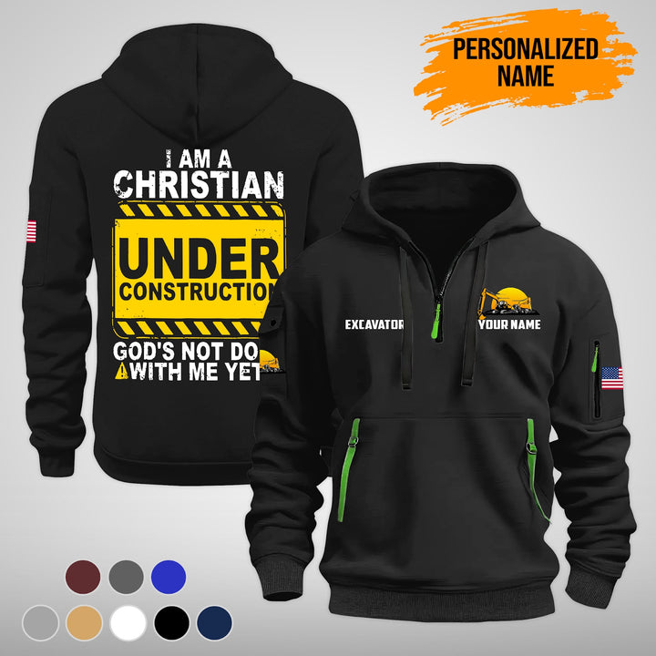 Construction Equipment Quarter Zip Hoodie FY771