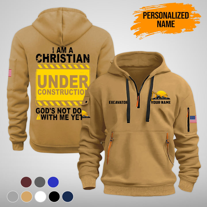 Construction Equipment Quarter Zip Hoodie FY771