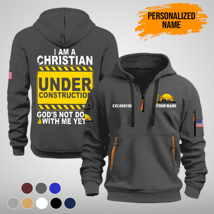 Construction Equipment Quarter Zip Hoodie FY771