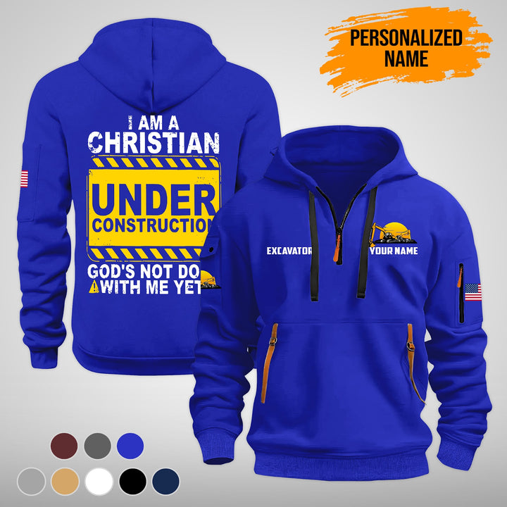 Construction Equipment Quarter Zip Hoodie FY771