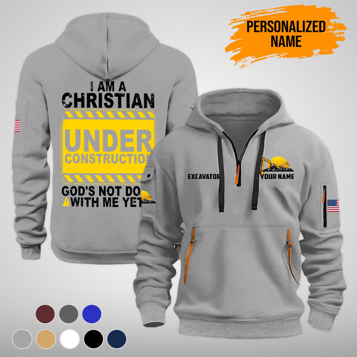 Construction Equipment Quarter Zip Hoodie FY771