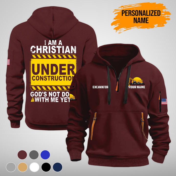 Construction Equipment Quarter Zip Hoodie FY771