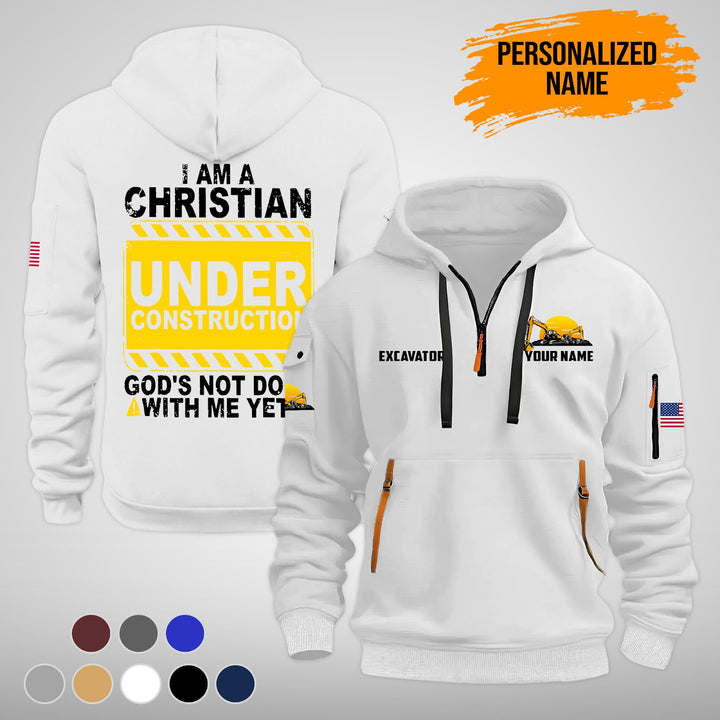 Construction Equipment Quarter Zip Hoodie FY771