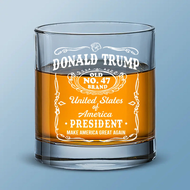 2025 Back In The Saddle - US Patriotic Pride Whiskey Glass - Gift For Conservative Supporters - Trump Wine Glass