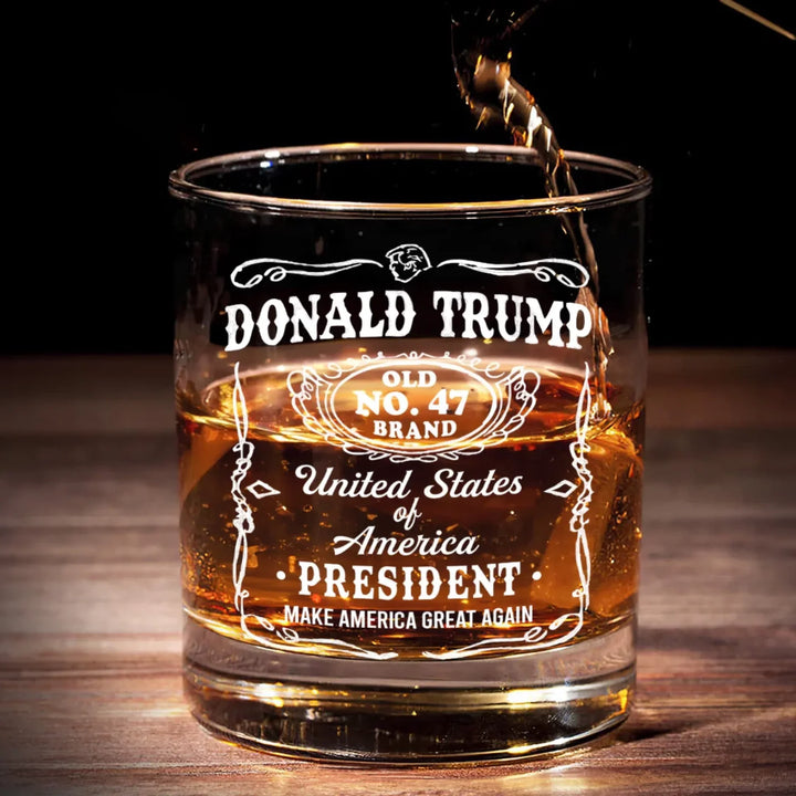 2025 Back In The Saddle - US Patriotic Pride Whiskey Glass - Gift For Conservative Supporters - Trump Wine Glass