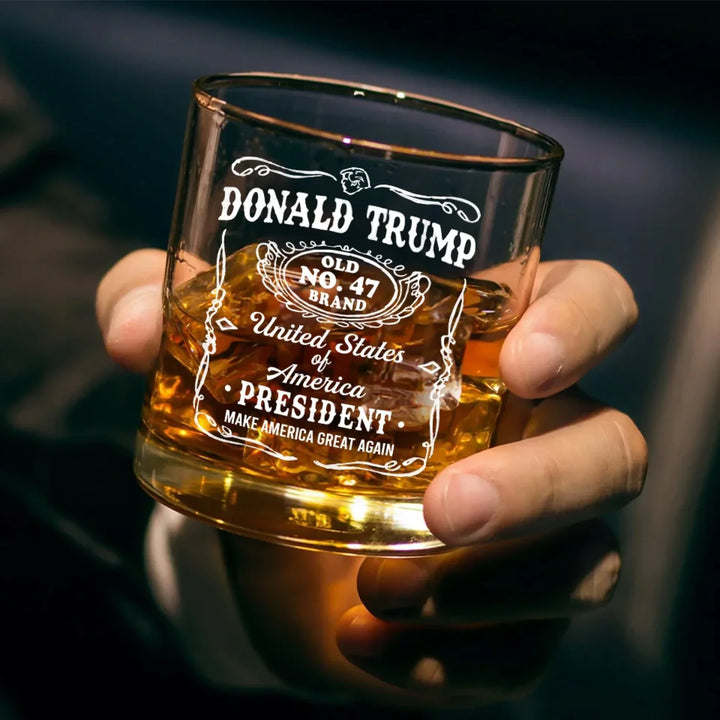 2025 Back In The Saddle - US Patriotic Pride Whiskey Glass - Gift For Conservative Supporters - Trump Wine Glass