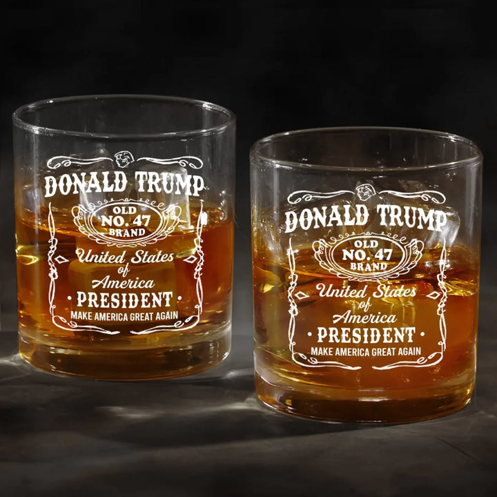2025 Back In The Saddle - US Patriotic Pride Whiskey Glass - Gift For Conservative Supporters - Trump Wine Glass
