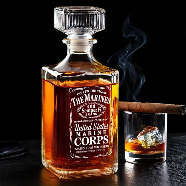 1775 Proof, USMC Certified - US Patriotic Pride Glass Whiskey Bottle - Trump Wine Bottle