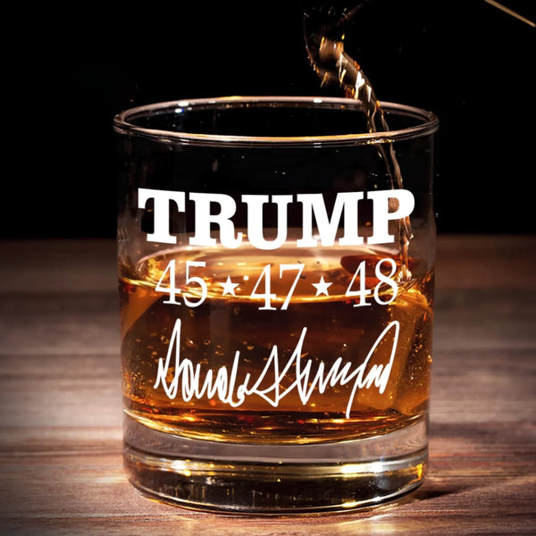 45-47-48, History On The Rocks - US Patriotic Pride Whiskey Glass - Gift For Conservative Supporters - Trump Wine Glass