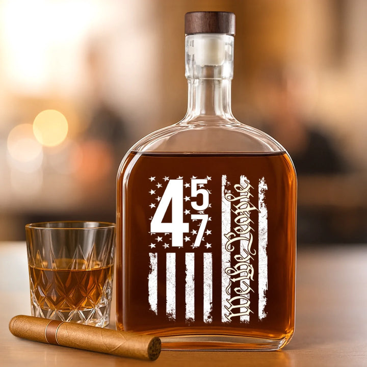 45 47, We The People - US Patriotic Pride Whiskey Bottle - Trump Wine Bottle