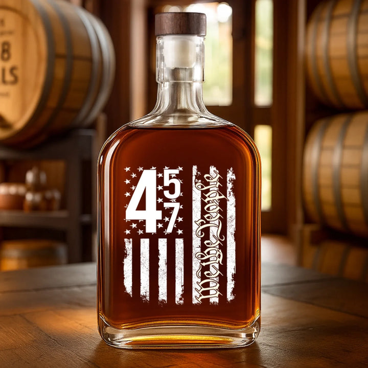 45 47, We The People - US Patriotic Pride Whiskey Bottle - Trump Wine Bottle