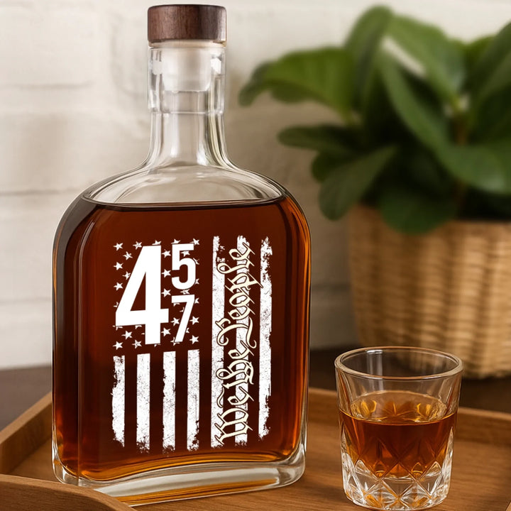 45 47, We The People - US Patriotic Pride Whiskey Bottle - Trump Wine Bottle
