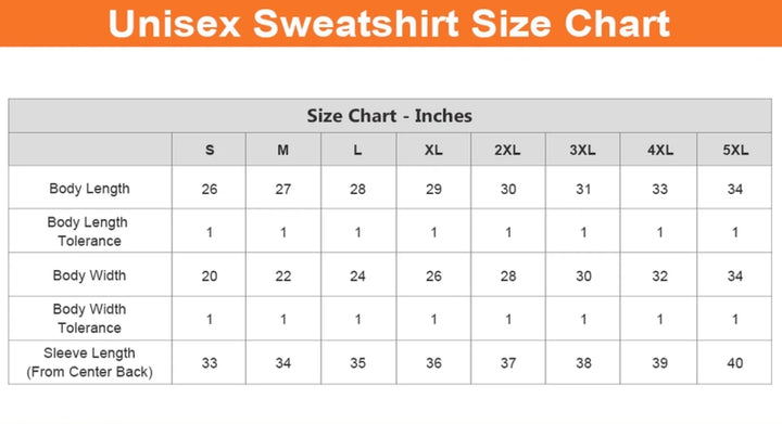 Sweater size chart